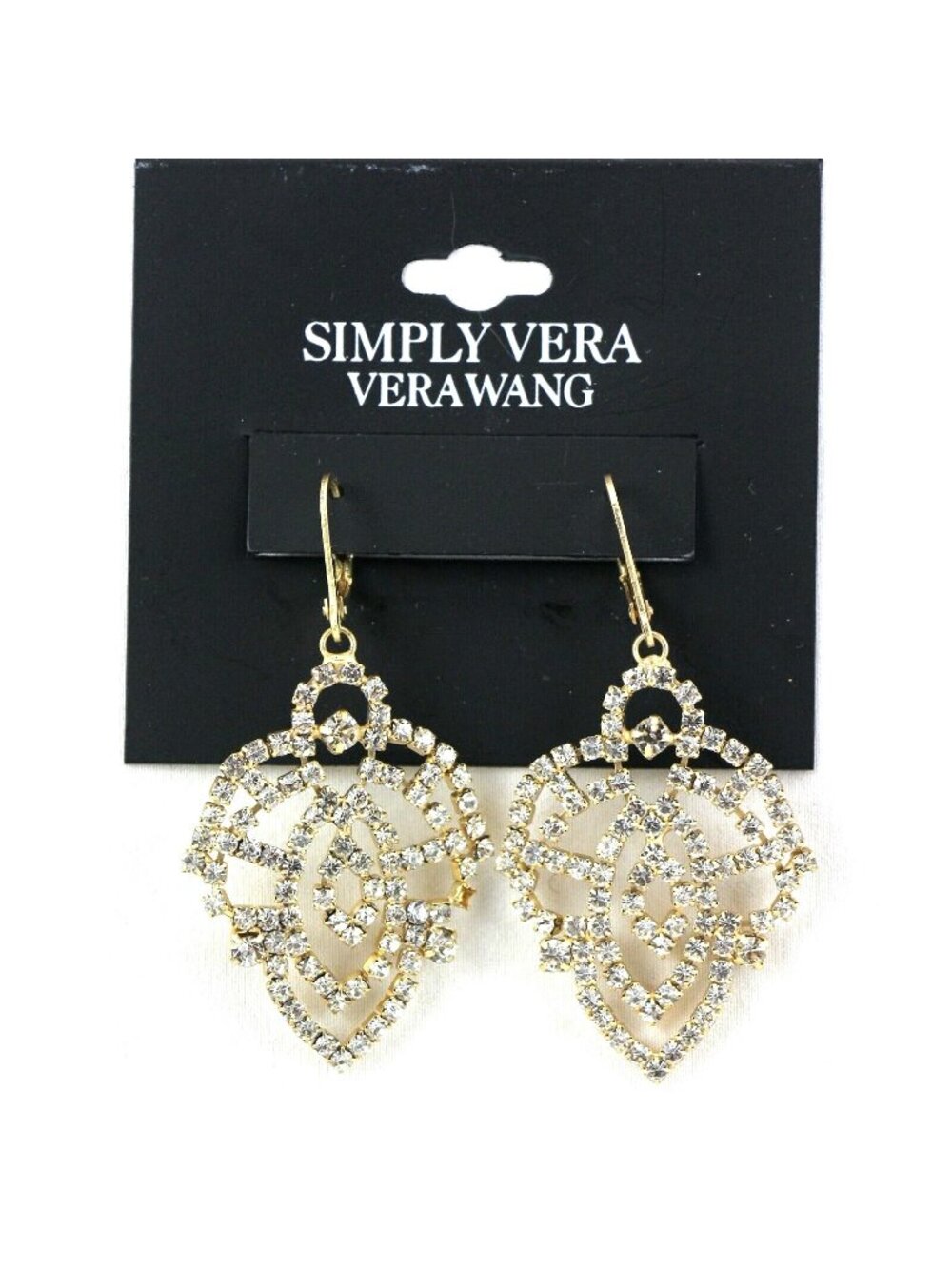 Simply Vera Vera Wang Earrings Gold Tone Crystal Dangle Old Fashioned Glamour